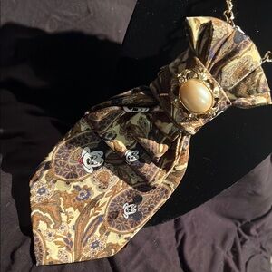 Brown Patterned Tie with Mickey Mouse Design